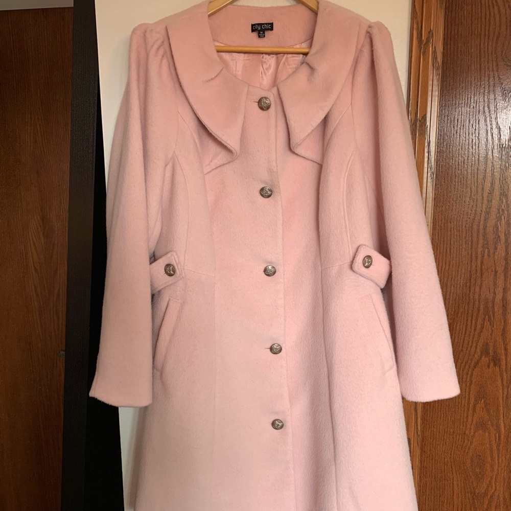 City Chic Plus Size Pink Coat